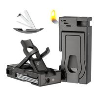 FANKAI Multifunction Pipe Lighter, Built-in Stand, 3 in 1 Cleaning Tool, Refillable Butane Lighter with Soft Angled Flame, Practical Gas Pipe Gift