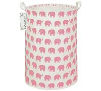 FANKANG Laundry Hamper Storage Bins Nursery Hamper Canvas Foldable Large Storage Baskets for Kids Boys Girls Toys Room, Nursery, Home,Gift Basket, Office, Bedroom, Clothes(Pink Elephant)