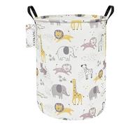 FANKANG Laundry Hamper Storage Bins Nursery Hamper Canvas Foldable Large Storage Baskets for Kids Toys Room, Nursery, Home,Gift Basket, Office, Bedroom, Clothes(Round Cute animals)