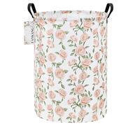 FANKANG Laundry Hamper Storage Bins Nursery Hamper Canvas Foldable Large Storage Baskets for Kids Toys Room, Nursery, Home,Gift Basket, Office, Bedroom, Clothes(Round Rose)