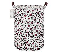 FANKANG Laundry Hamper Storage Bins Nursery Hamper Canvas Foldable with Waterproof PE Coating Large Storage Baskets for Kids Toys Room, Nursery, Home,Gift Basket, Office, Bedroom(Pink Leopard)