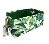 FANKANG Rectangular Fabric Storage Bin Box Laundry Basket, Nursery Storage, Storage Hamper, Book Bag, Gift Baskets（Green plant）