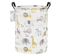 FANKANG Storage Basket, Nursery Hamper Canvas Laundry Basket Foldable with Waterproof PE Coating Large Storage Baskets for Kids Boys and Girls, Office, Bedroom, Clothes,Toys(Lovely Animals)