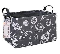 FANKANG Storage Basket,Nursery Hamper Canvas Laundry Basket Foldable with Waterproof PE Coating Storage, Office, Bedroom, Clothes,Toys (Rec-Space Planet)