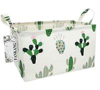 FANKANG Storage Basket,Nursery Hamper Canvas Laundry Basket Foldable with Waterproof PE Coating Storage, Office, Bedroom, Clothes,Toys (L, Rec-Cactus)
