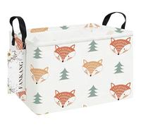 FANKANG Storage Bins, Nursery Hamper Canvas Laundry Basket Foldable with Waterproof PE Coating Large Storage Baskets for Kids Boys and Girls, Office, Bedroom, Clothes,Toys(Rec-Fox ）