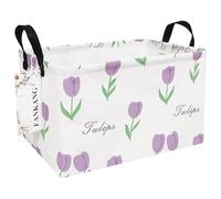 FANKANG Storage Bins, Nursery Hamper Canvas Laundry Basket Foldable with Waterproof PE Coating Large Storage Baskets for Kids Boys and Girls, Office, Bedroom, Clothes,Toys(Rec-tulips