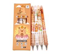 Fankayi 4-Piece Erasable Gel Pens, 0.5mm Black, Cute Design, Retractable, Eraser Top, Ideal for School, Office, Home