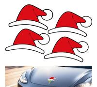 Fankayi 4PCS Waterproof Santa Hat Christmas Stickers,Vibrant Red & White Vinyl Decals for Cars,Windows & Gifts,Christmas Labels for Presents Cards Envelopes,Multi-Surface Decor for Home & Office