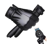 Fankayi Men's Leather Winter Gloves,Thermal Touch Screen Driving & Motorcycle Gloves for Men,Waterproof Warm Black Leather Gloves,Warm and Stylish Men's Leather Gloves,Gifts for Mens Lea/ther Gl/oves