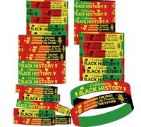 Fankya 30Pcs Black History Month Bracelets Rubber Month Bulletin Board Classroom Gift Sets for Black Party Supplies Office African American Martin Luther King Decor Wristbands