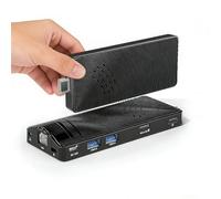 Fanless Mini PC Stick, Intel Celeron J3455 Quad-Core 1.5-2.3GHz, 4GB RAM 64GB eMMC, Dual Gigabit Ethernet, 4K 60Hz HDMI, WiFi BT 5.0, USB 3.0 x2, Win 10 Pro for Business, Industrial & IoT Applications