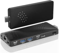 Fanless Mini PC Stick, Win 11 Pro Celeron J4105 8GB RAM 128GB eMMC Micro Desktop Computer, Full Functional Type-C, RJ45 Gigabit Ethernet 4K 60Hz, WiFi BT 5, HDMI 2.0 for Business, Office, IoT, Home