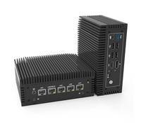 Fanless N100 Industrial Mini PC Micro Firewall Appliance,4 x 2.5GbE i225/i226 LAN Ports RJ45 COM RS232 Mini Computer 8GB DDR4 RAM 128GB SATA SSD,SIM/Dual Display/Home Network Router/POE IN/AES-NI