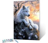 FANLIGZU Painting by Number Kits for Adult, Adult Crafts Tree DIY Canvas Oil Painting Kit for Kids or Beginner with Paint Brushes Acrylic Pigment Drawing Paintwork 20x28in Without Frame Wolf Q - 4H