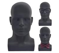FanLin Male Mannequin Head Professional Manikin Head for Display Wigs Hats Headphone Mask Sunglasses Jewelry and Scravat Display Stand (Matte Black)