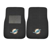 FANMATS 10755 NFL - Miami Dolphins 2-pc Embroidered Car Mat Set | Black | 17"x25.5" | Dolphin Primary Logo