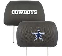 FANMATS 12496 Dallas Cowboys Embroidered Head Rest Cover Set, Black, 2 Pieces, 10" x 14"