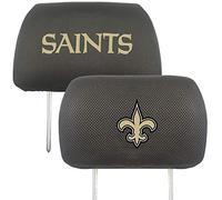 FANMATS 12507 New Orleans Saints Embroidered Head Rest Cover Set - 2 Pieces, Black, 10" x 14"