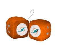 FANMATS 31987 Miami Dolphins Team Color Fuzzy Dice Décor 3" Set