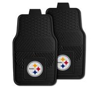 FANMATS 8752 Pittsburgh Steelers 2-Piece Heavy Duty Vinyl Car Mat Set, Front Row Floor Mats, All Weather Protection, Universal Fit, Deep Resevoir Design