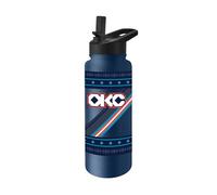 FANMATS NBA OKC Thunder City Edition 34 oz Quencher Bottle - All-Over City Edition Design, Double-Wall Insulated to Keep Drinks Cold for Hours, Leak-Proof Lid, Built-in Straw