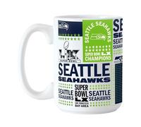 FANMATS NFL Seattle Seahawks Super Bowl 60 Champions 15 oz Ceramic Coffee Mug | 15 oz Ceramic Coffee Mug, Super Bowl 60 Design