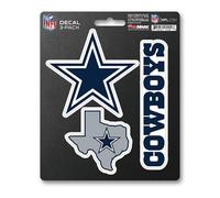 Fanmats Unisex-Adult NFL Dallas Cowboys Team Decal, 3-Pack Blue, One Size