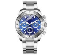 FANMIS Classics Business Analog Watch Big Face Quartz Luminous Waterproof Analog Quartz Stainless Steel Watch Elegant Gift Watch for Men, Silver Blue, Quartz Watches