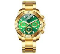 FANMIS Classics Business Analog Watch Big Face Quartz Luminous Waterproof Analog Quartz Stainless Steel Watch Elegant Gift Watch for Men, Jin lv