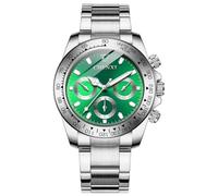 FANMIS Classics Business Analog Watch Big Face Quartz Luminous Waterproof Analog Quartz Stainless Steel Watch Elegant Gift Watch for Men, Silver Green, Quartz Watches