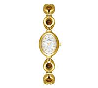 FANMIS Gold Tone Watches for Women with Small Vintage Bracelet Elegant Jade Oval Dial Dress Watch Fashion Quartz Wrist Watch Waterproof Watch, Y Brown White