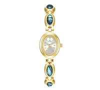FANMIS Gold Tone Watches for Women with Small Vintage Bracelet Elegant Jade Oval Dial Dress Watch Fashion Quartz Wrist Watch Waterproof Watch, X Gold White, Classic