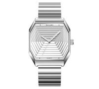 FANMIS Men’s Classic Square Quartz Watch Retro Geometric Dial Dress Watch with Stainless Steel Band 30M Water Resistant Modern Business Dress Wristwatch for Work Casual, Silver Silver