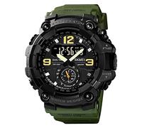 FANMIS Mens Analog Digital Dual Display Sports Watches Military Multifunctional 50M Waterproof LED Watch with Alarm Stopwatch Backlight 12H/24H Outdoor Running Swimming, Y Army Green, Modern