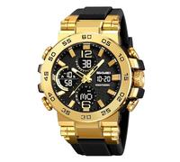 FANMIS Mens Analog Digital Dual Display Sports Watches Military Multifunctional 50M Waterproof LED Watch with Alarm Stopwatch Backlight 12H/24H Outdoor Running Swimming, Z Gold Black