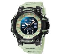 FANMIS Men's Analog Digital Outdoor Sports Watches Military Tactics Multi Function Watch LED Electronic Large Dual Display Watch Army Luminous Waterproof Wrsitwatch, Grass Green