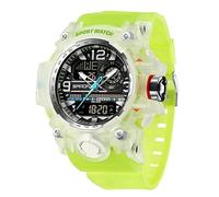 FANMIS Mens Digital Sports Watches Multifunctional 50M Waterproof LED Alarm Backlight Watch, Y Transparent Green, Sport watch