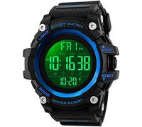 FANMIS Men's Digital Waterproof Sports Watch Military Multifunction Dual Time Stopwatch Alarm Backlight 50M Water Resistant Watch, Blue, Digital