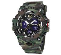 FANMIS Men's Fashion Analog Digital Sports Watches Large Face Military Multifunctional LED Backlight Waterproof Wristwatch, X Camo Army Green, Fshion, Cool, Military