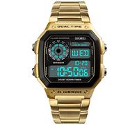 FANMIS Men's Luxury Digital Quartz Waterproof Wrist Watches Dual Time Countdown Alarm Stopwatch Backlight Multi-Function Watch, Gold, Digital,Quartz Watch