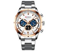 FANMIS Mens Luxury Watches Business Chronograph Dress Waterproof Stainless Steel Analog Quartz Wrist Watch, C gold white, Chronograph,Quartz Watch