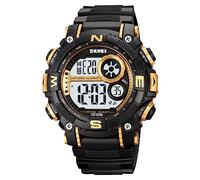 Fanmis Mens Military Multifunction Digital LED Watch Electronic Waterproof Alarm Quartz Sports Watch, X Gold, Minimalist