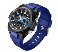 FANMIS Mens Military Multifunction Digital LED Watch Electronic Waterproof Alarm Quartz Sports Watch, Z Blue black, Minimalist