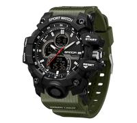 FANMIS Men's Solar Powered Casual Quartz Wrist Watch Analog Digital Multifunctional Black Sports Watch, X Army green, men standard, Sport watch