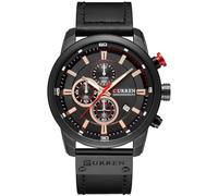 FANMIS Mens Sport Military Analog Quartz Watch Chronograph Classic Casual Business Dress Waterproof Watch Multifunctional Wristwatch with Leather Strap, R Black, Analog Watch,Chronograph,Quartz Watch