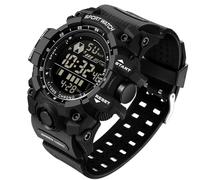 FANMIS Men's Sports Watches Large Face Military 50M Waterproof Digital Watch Date Multi Function LED Countdown Stopwatch - Durable Outdoor Tactical Wristwatch, Black Black