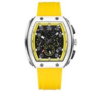 FANMIS Watches for Men Unique Rectangle Sports Watch White Wristwatch with Digital Analog Dual Time Display Chronograph Punk Cool Design Waterproof Watch-Trendy Silicone Strap Timepiece, Yellow
