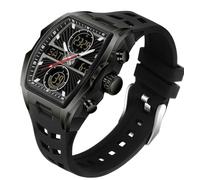 FANMIS Watches for Men Unique Rectangular White Men’s Wristwatch -Multifunction Chronograph with Digital Analog Dual Time Display Countdown Stopwatch Punk Cool Design Waterproof Dress Watch, Black