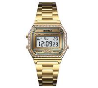 FANMIS Women's Men's Luxury Fashion Digital Electronic Square LED Sports Watch Multifunction Waterproof Daily Alarm Gold Silver Wristwatch, X Gold, Fashion, Simple, Sport
